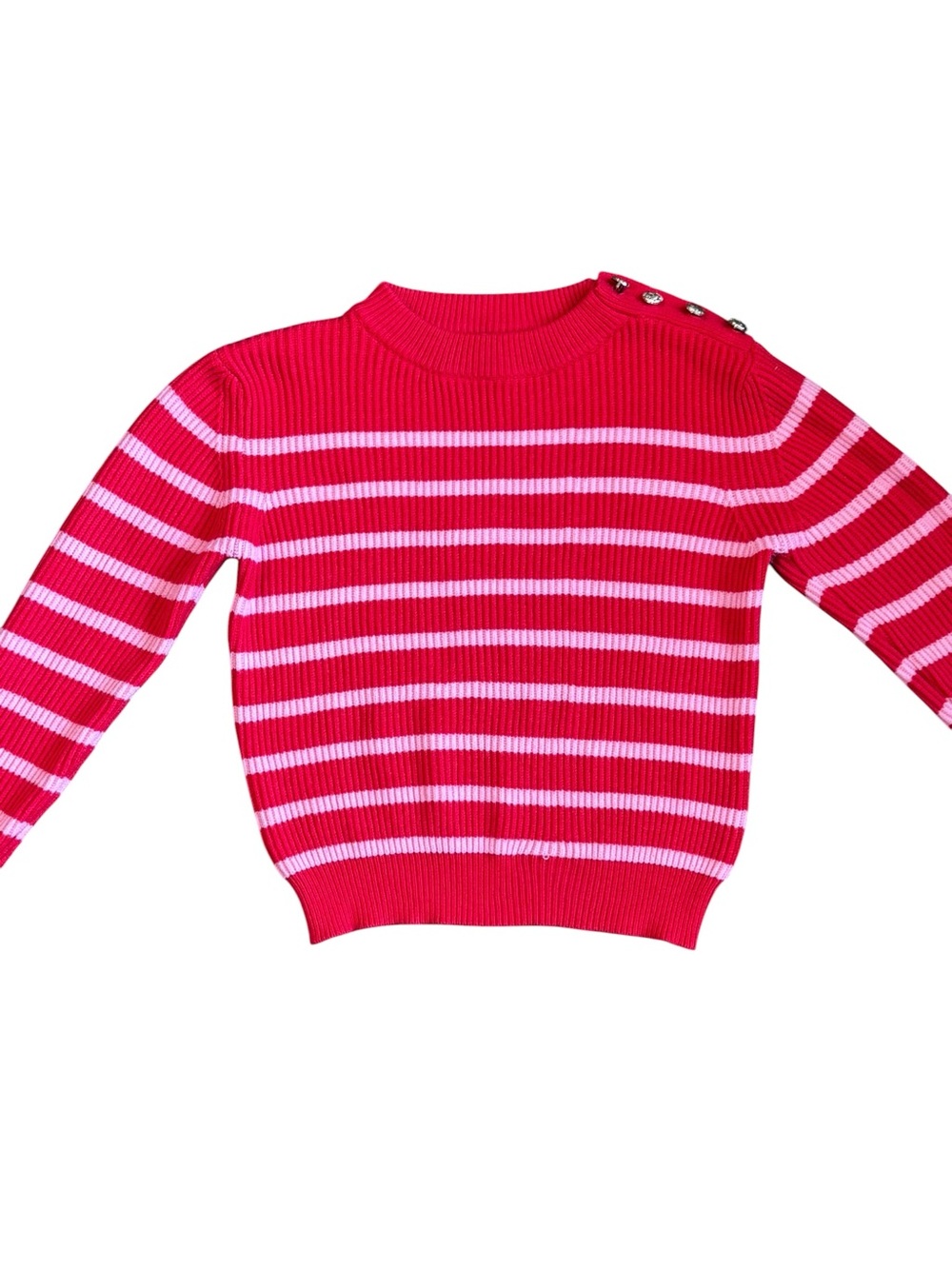 THML Pink and Hot Pink Striped Crewneck Sweater